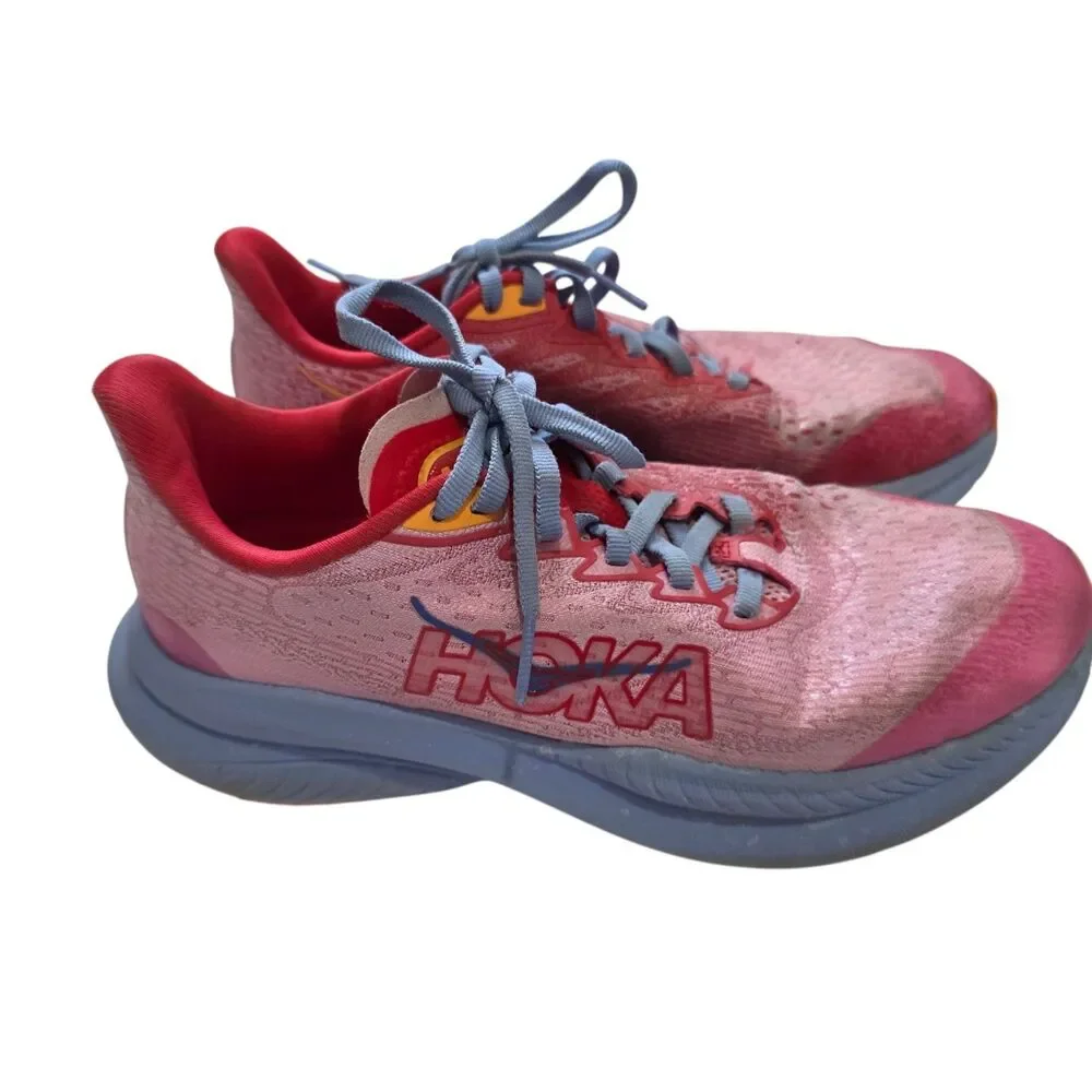 HOKA Mach‎ 6 Womens Size 4.5 Pink Blue Running Shoes Sneakers Lightweight